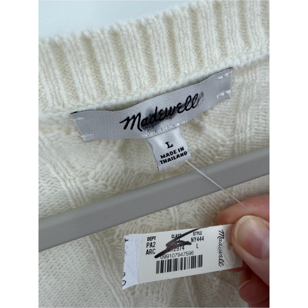 Madewell V-Neck Pullover Sweater in Merino Wool in cream Size L - Picture 3 of 7